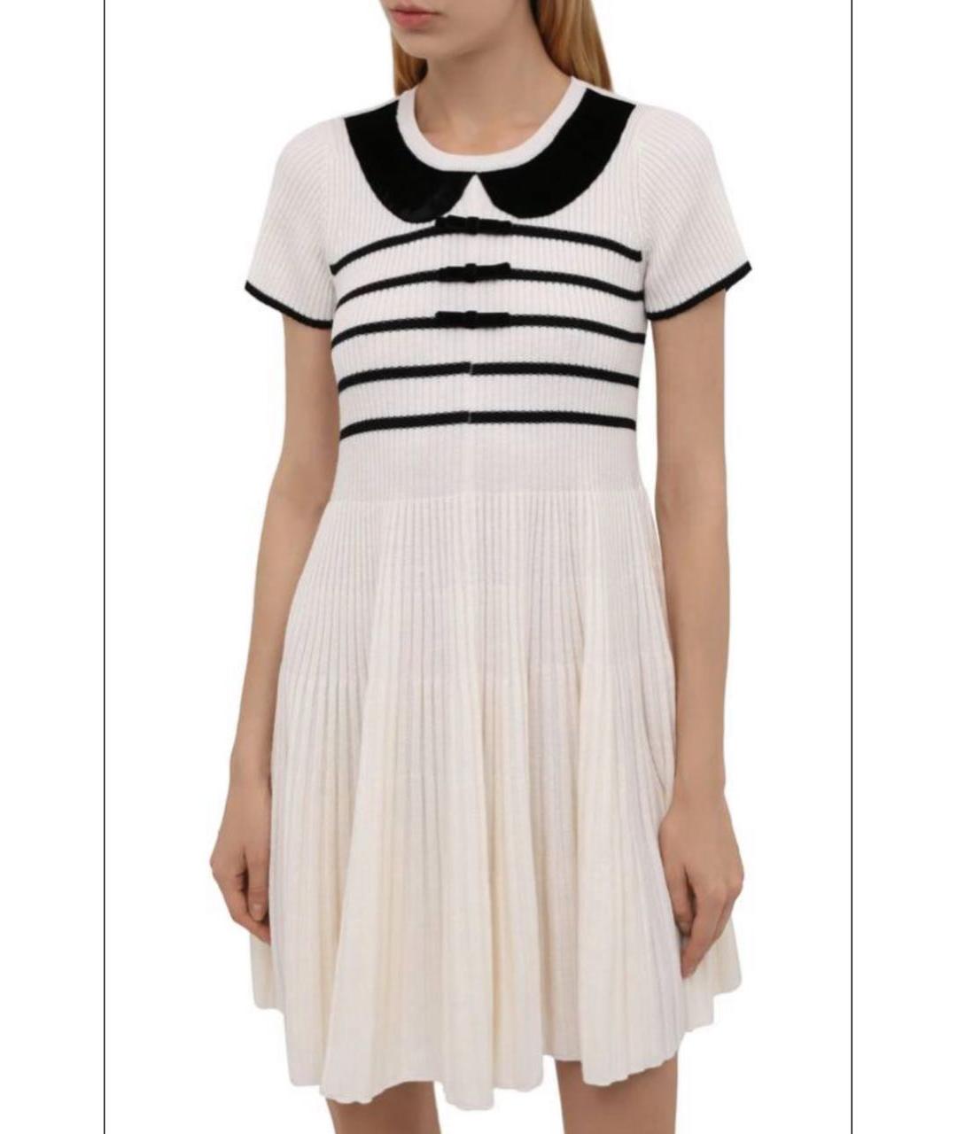 RED VALENTINO Белое шерстяное повседневное платье, фото 6