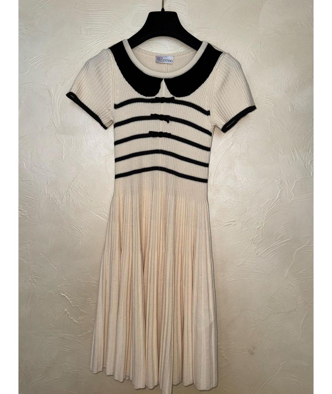 RED VALENTINO Белое шерстяное повседневное платье, фото 8
