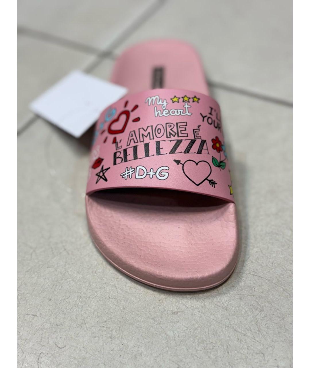 DOLCE&GABBANA Розовые резиновые шлепанцы, фото 4