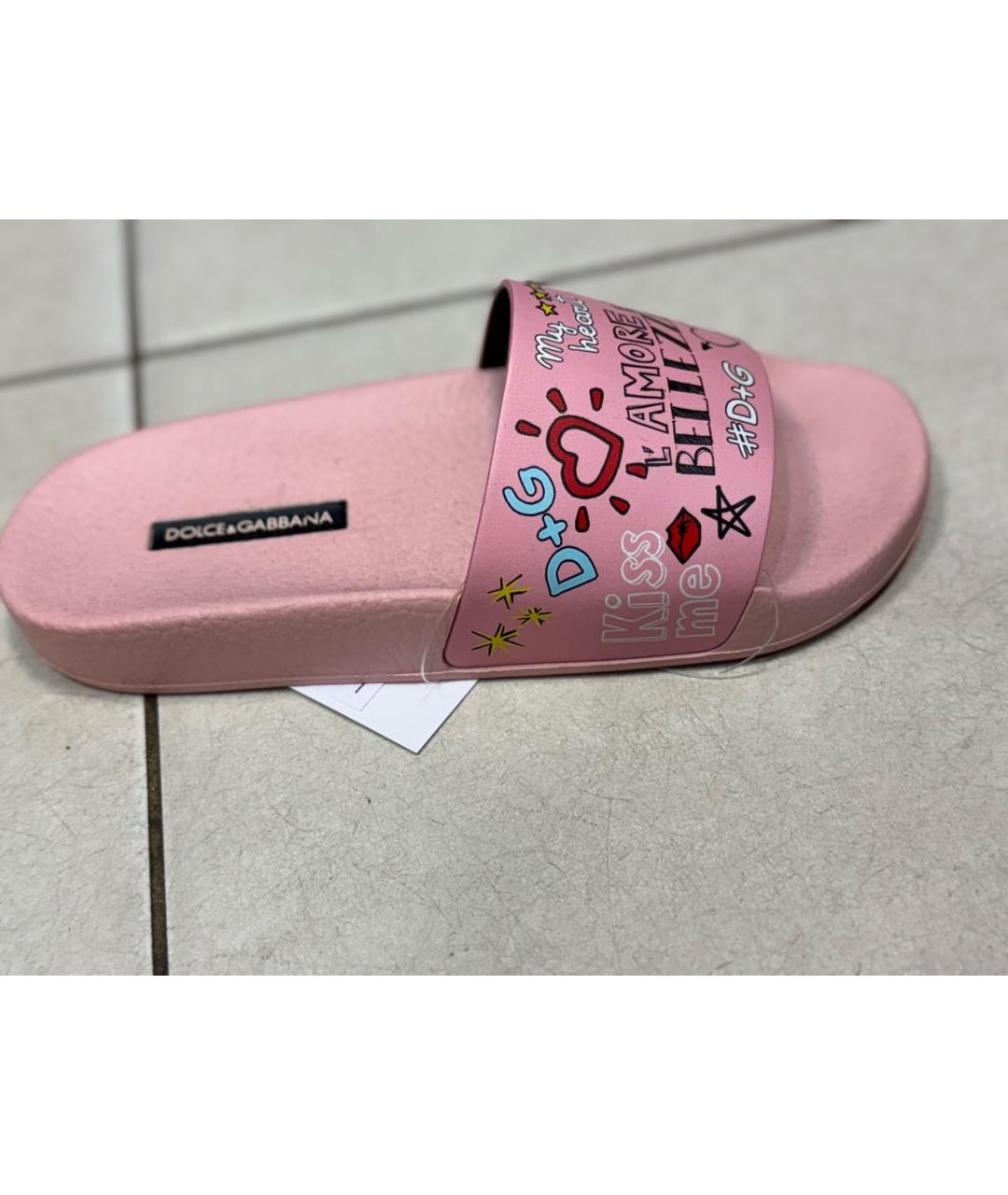 DOLCE&GABBANA Розовые резиновые шлепанцы, фото 5
