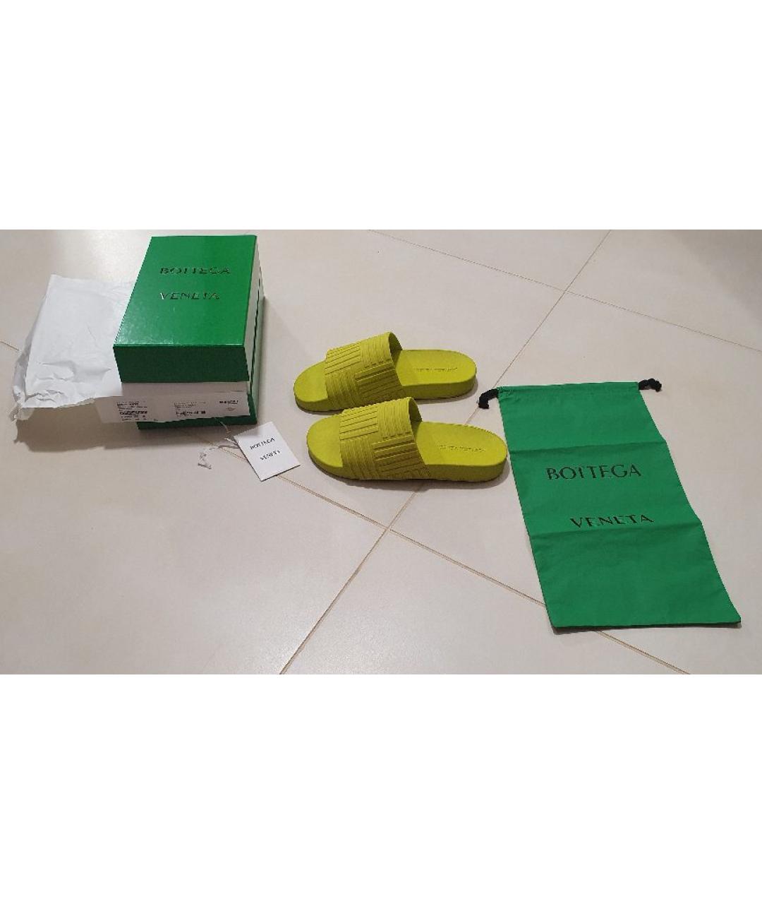 BOTTEGA VENETA Салатовые резиновые шлепанцы, фото 6