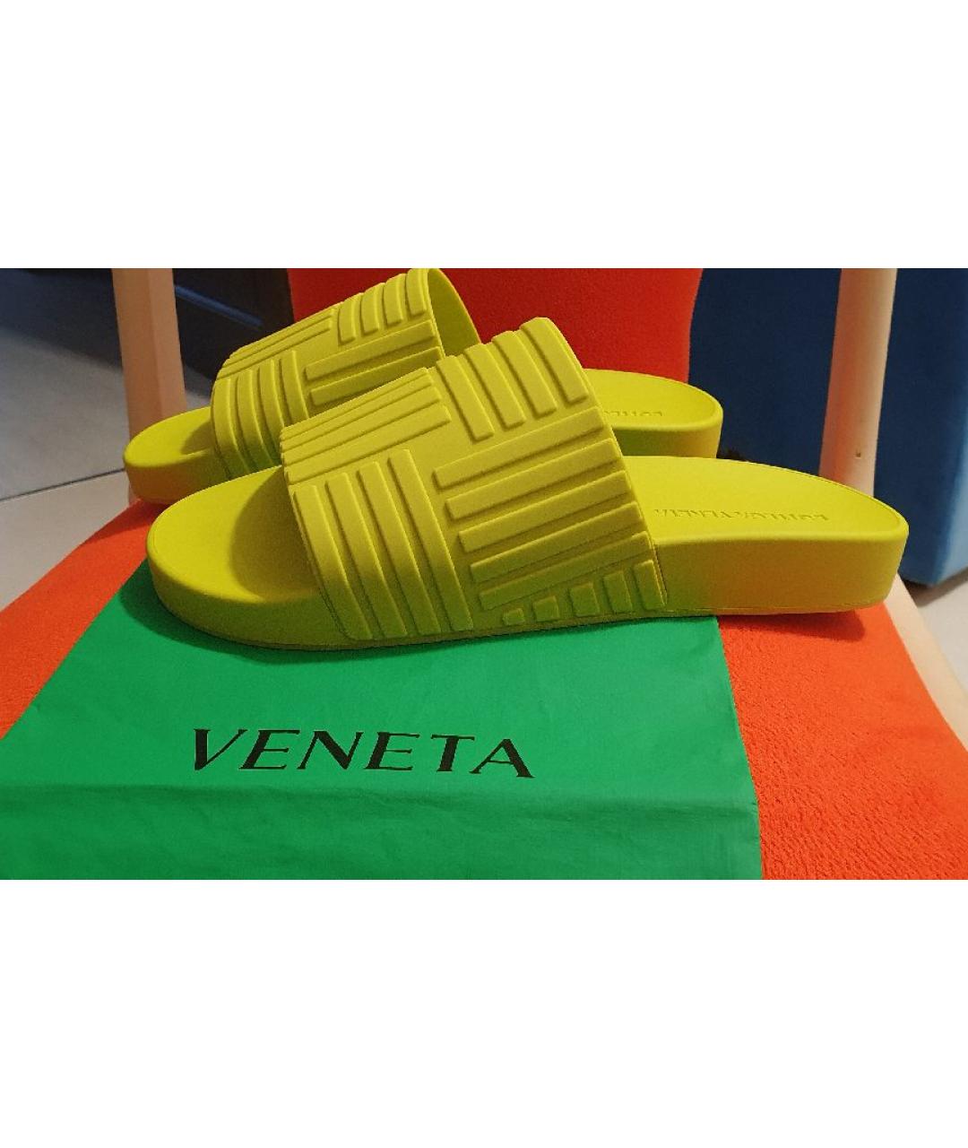 BOTTEGA VENETA Салатовые резиновые шлепанцы, фото 8