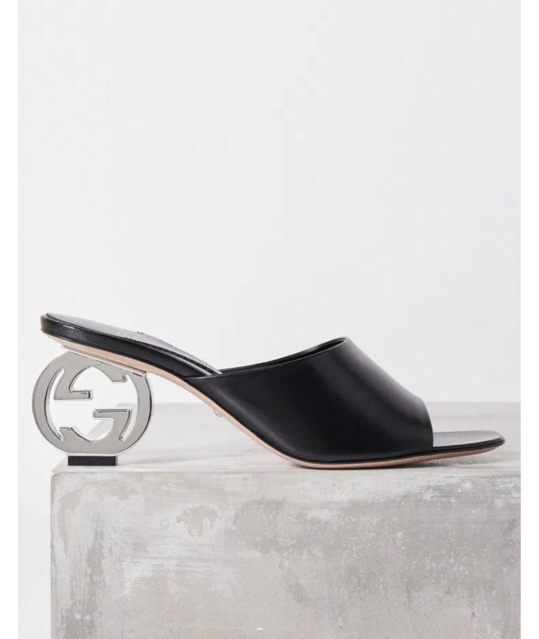 GUCCI Черные кожаные мюли, фото 8
