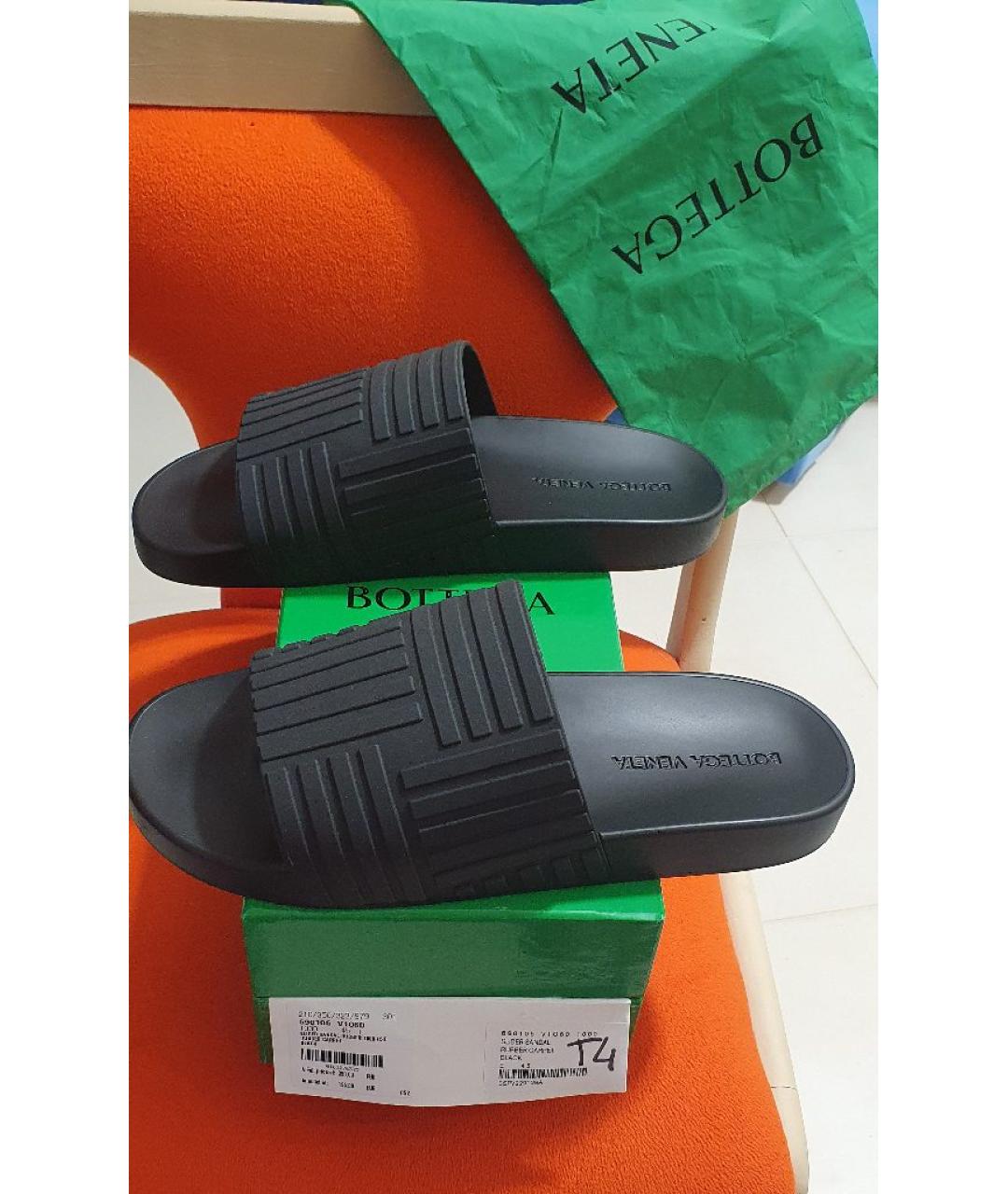 BOTTEGA VENETA Черные резиновые шлепанцы, фото 7