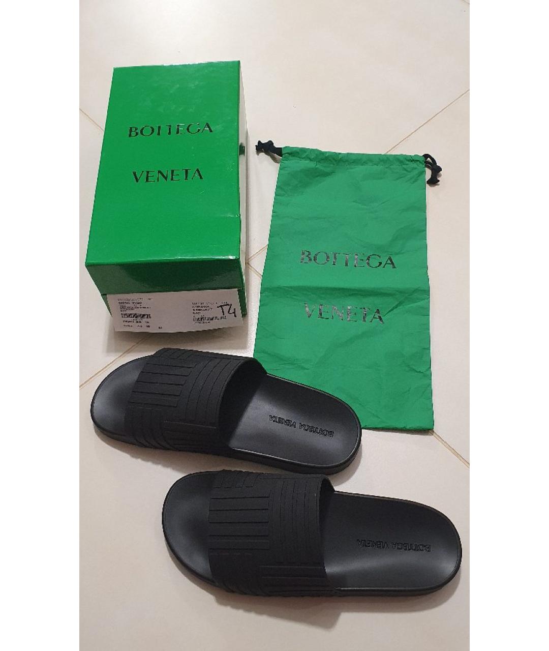 BOTTEGA VENETA Черные резиновые шлепанцы, фото 5