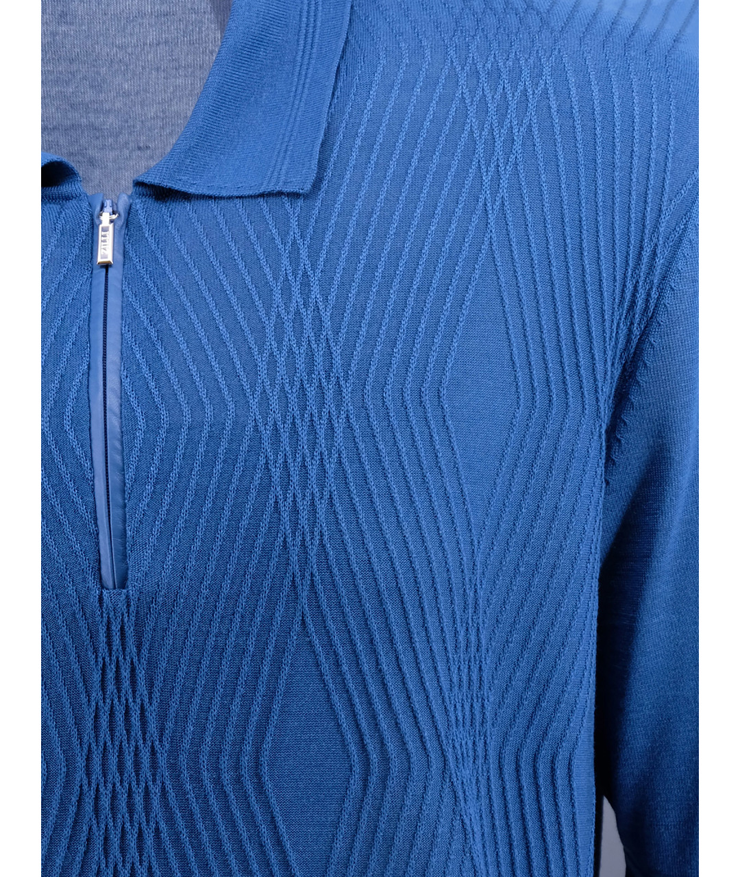 ZILLI Голубое шелковое поло с коротким рукавом, фото 3