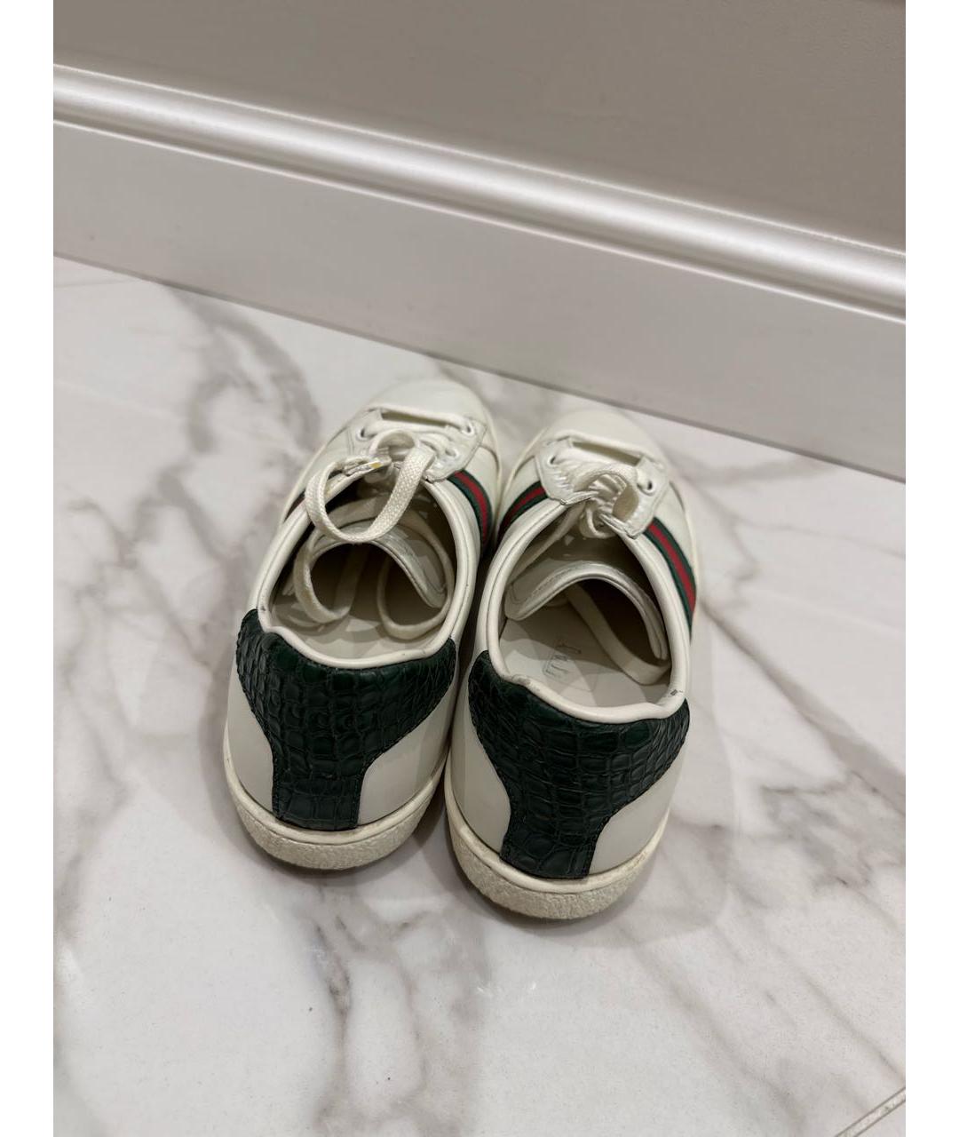 GUCCI Белые кожаные кеды, фото 4