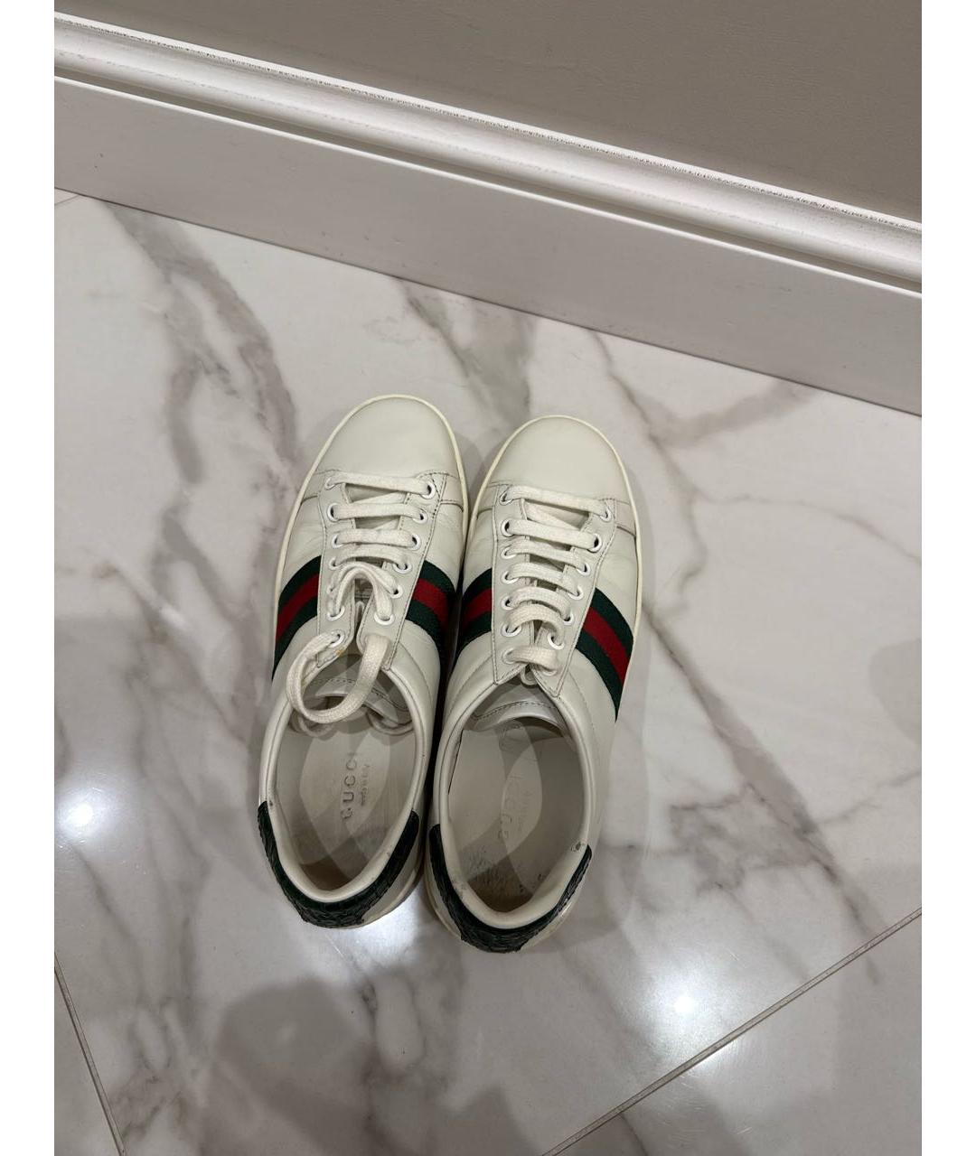 GUCCI Белые кожаные кеды, фото 3