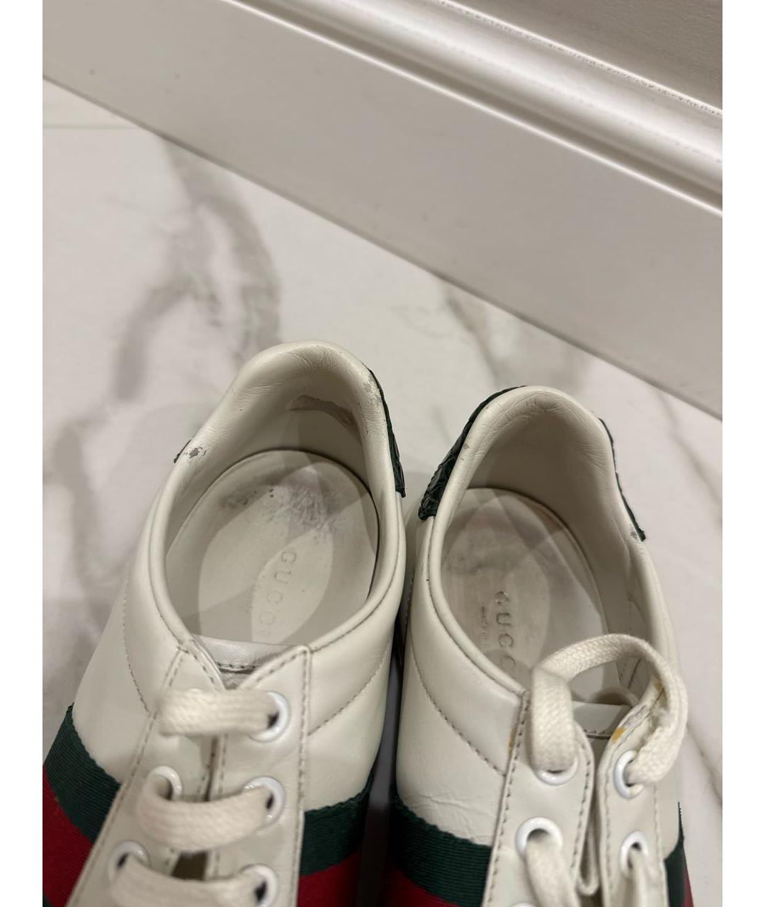 GUCCI Белые кожаные кеды, фото 5
