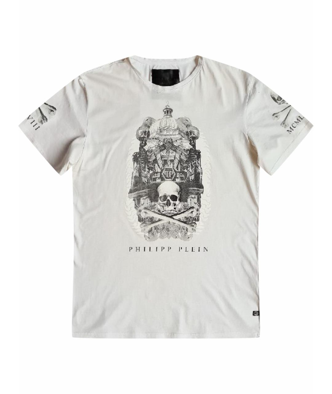 PHILIPP PLEIN Белая хлопковая футболка, фото 1