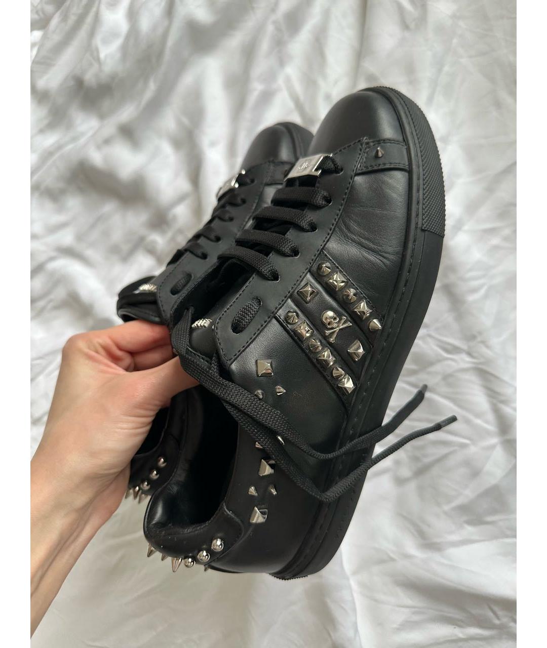 PHILIPP PLEIN Черные кожаные кеды, фото 3