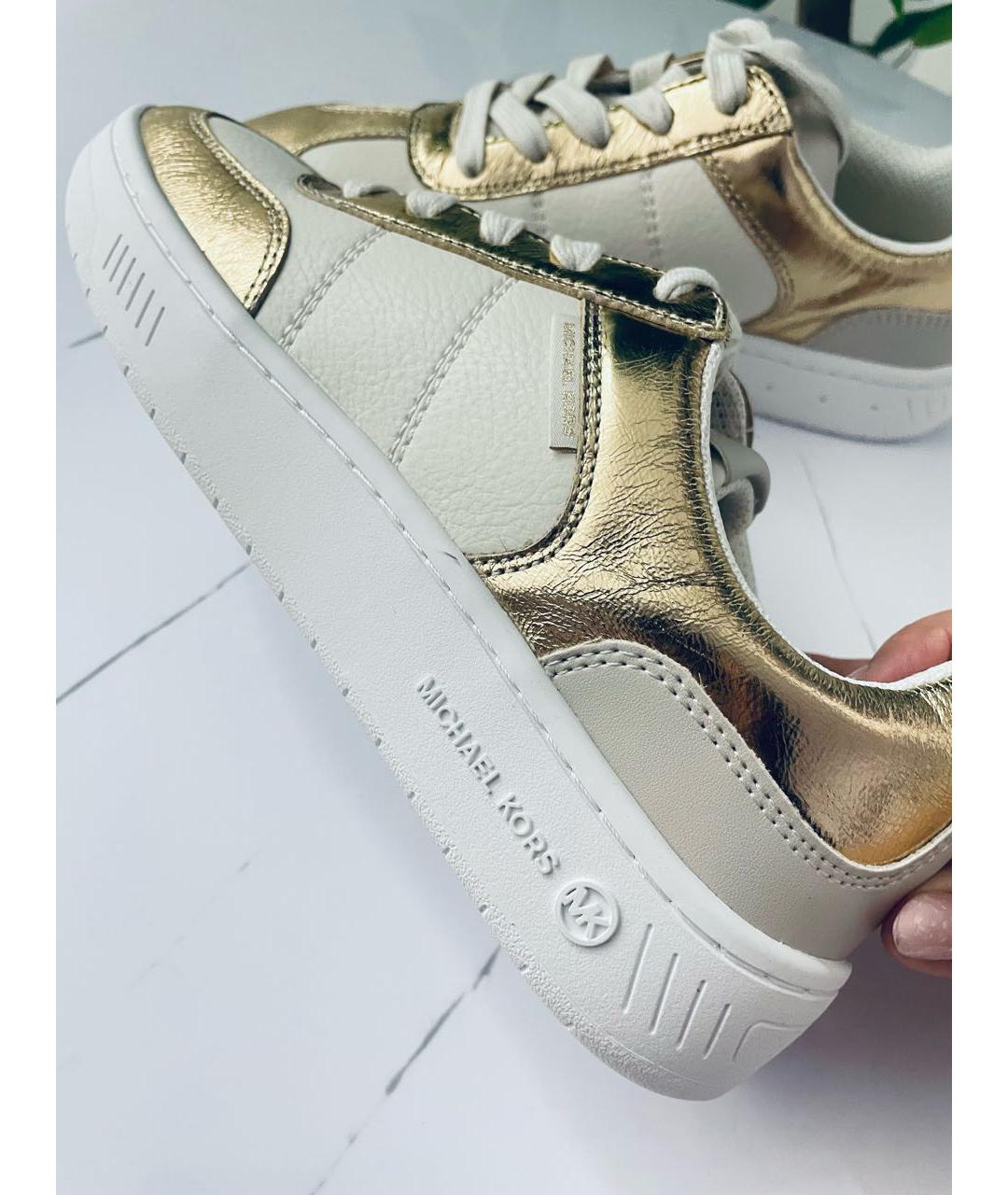 MICHAEL KORS Бежевые кожаные кеды, фото 3