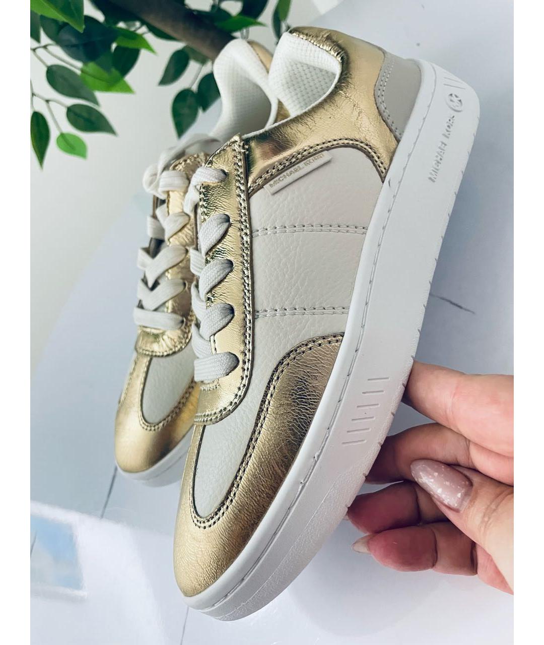 MICHAEL KORS Бежевые кожаные кеды, фото 2