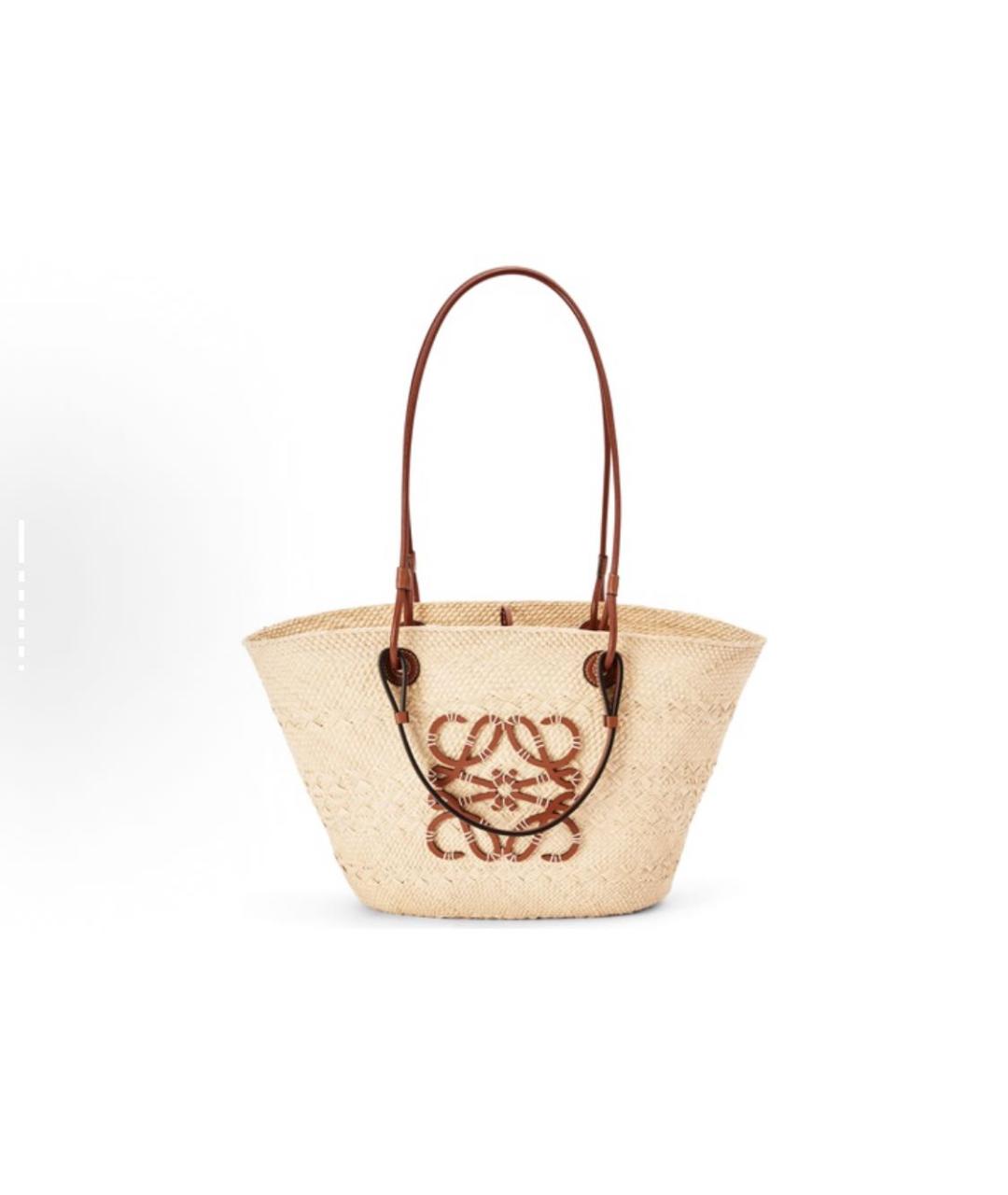 LOEWE Бежевая пелетеная пляжная сумка, фото 7