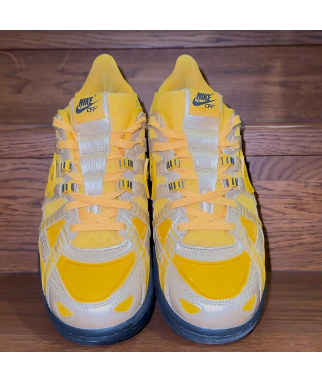 NIKE X OFF-WHITE Желтые низкие кроссовки / кеды из лакированной кожи, фото 2