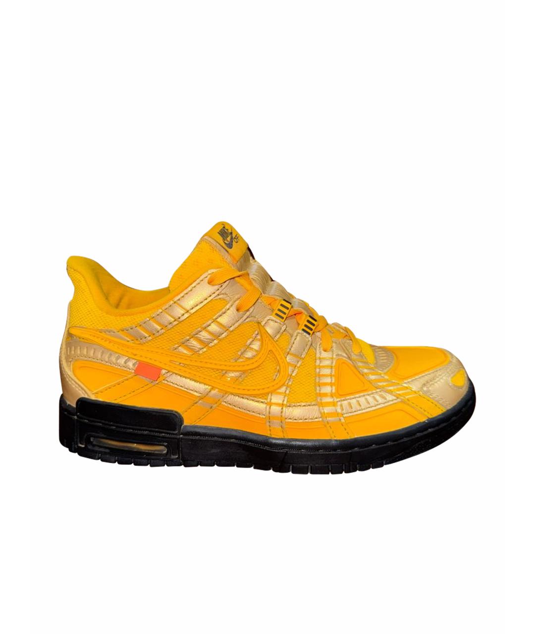 NIKE X OFF-WHITE Желтые низкие кроссовки / кеды из лакированной кожи, фото 1