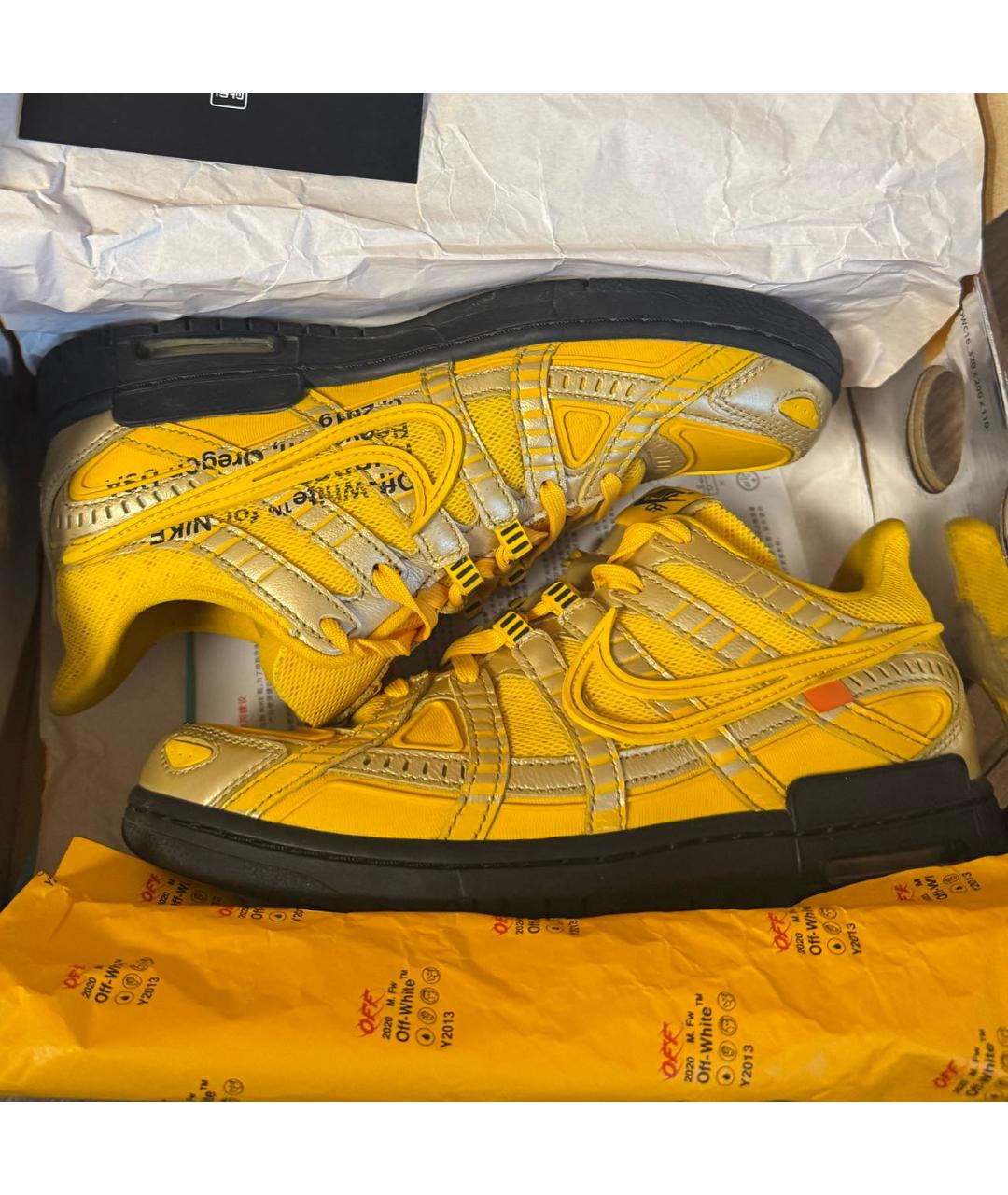 NIKE X OFF-WHITE Желтые низкие кроссовки / кеды из лакированной кожи, фото 7