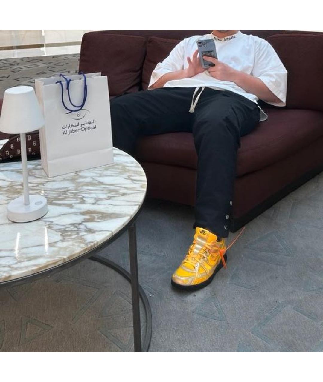 NIKE X OFF-WHITE Желтые низкие кроссовки / кеды из лакированной кожи, фото 5