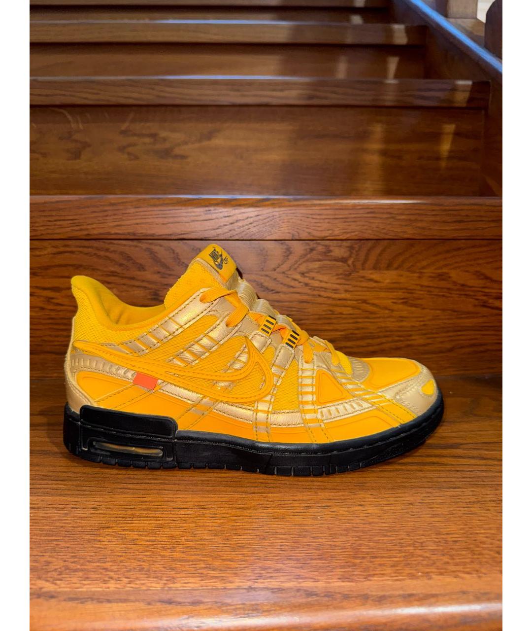 NIKE X OFF-WHITE Желтые низкие кроссовки / кеды из лакированной кожи, фото 8