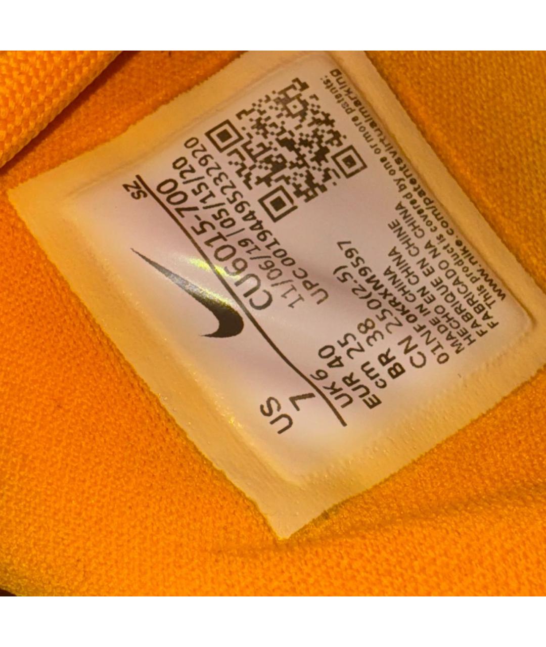 NIKE X OFF-WHITE Желтые низкие кроссовки / кеды из лакированной кожи, фото 6