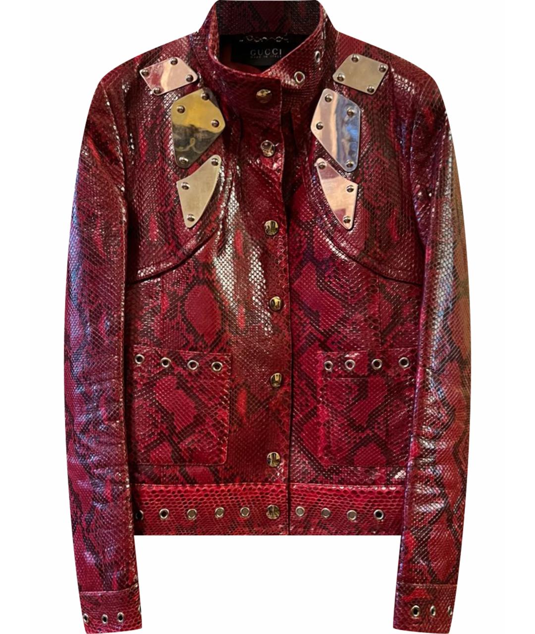 GUCCI Бордовая куртка из экзотической кожи, фото 1