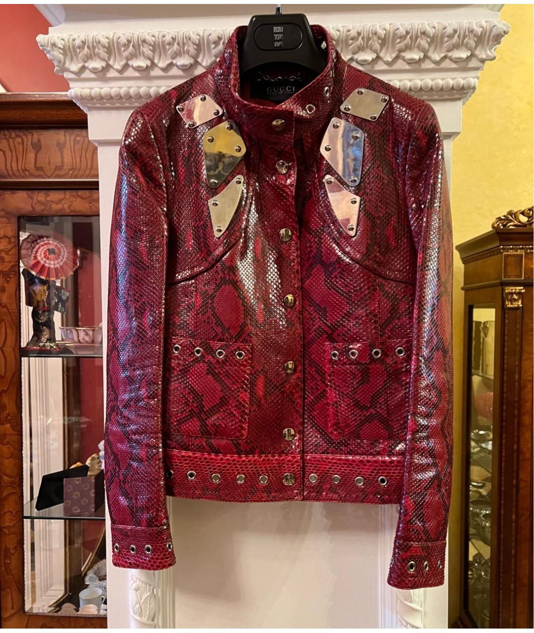 GUCCI Бордовая куртка из экзотической кожи, фото 7