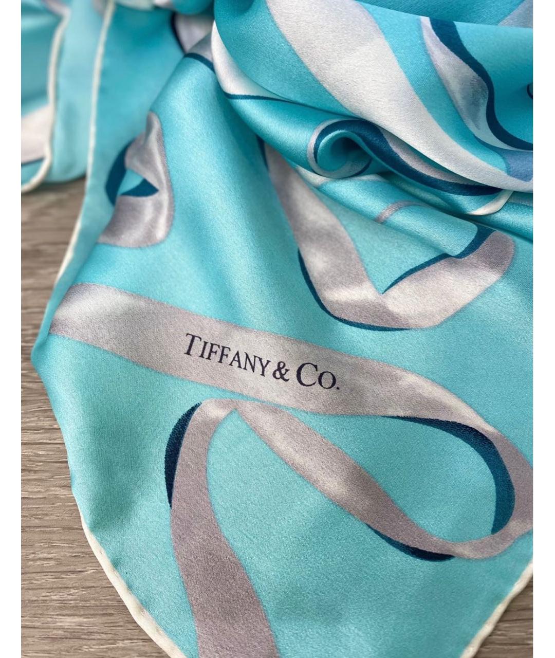 TIFFANY&CO Бирюзовый шелковый платок, фото 5