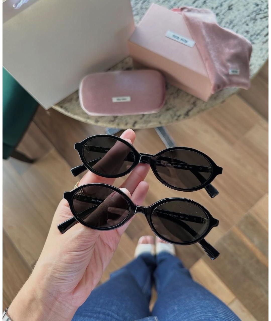 MIU MIU Черные пластиковые солнцезащитные очки, фото 2