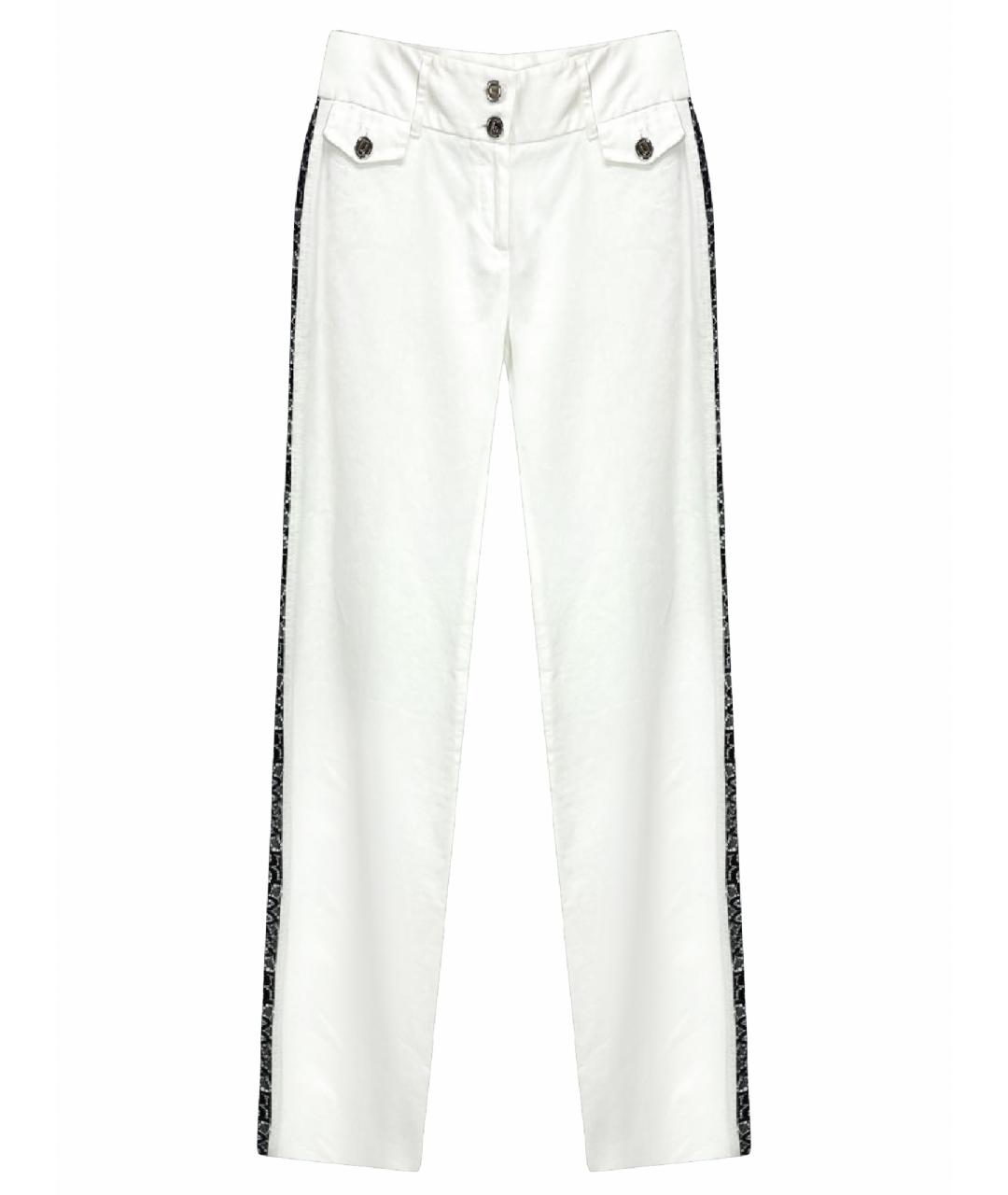 DOLCE&GABBANA Белые хлопко-эластановые прямые брюки, фото 1
