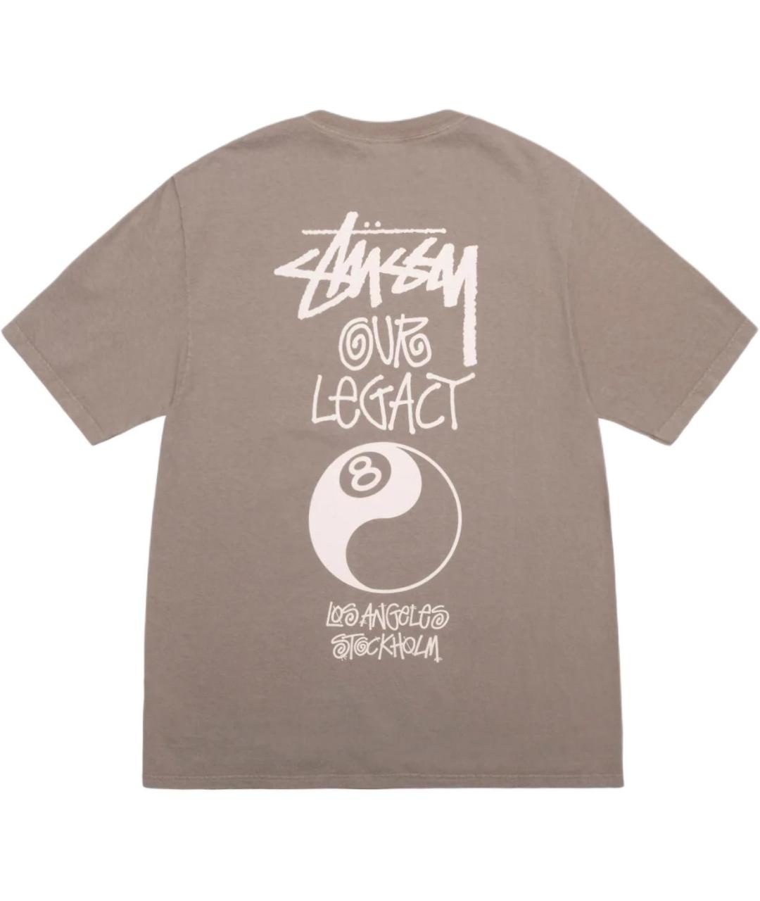 STUSSY Коричневая хлопковая футболка, фото 2