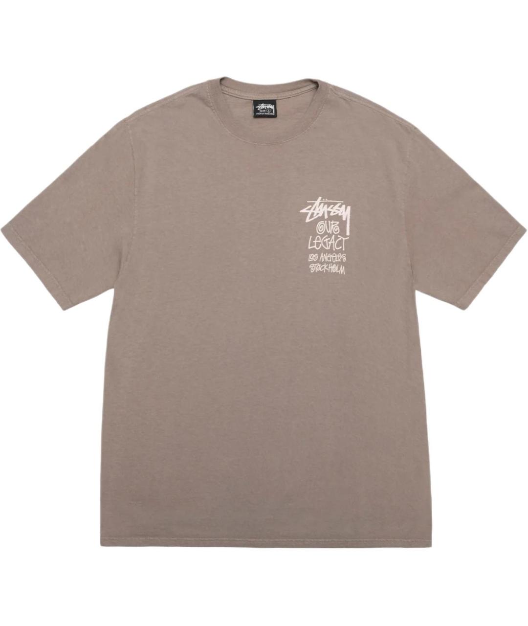 STUSSY Коричневая хлопковая футболка, фото 1