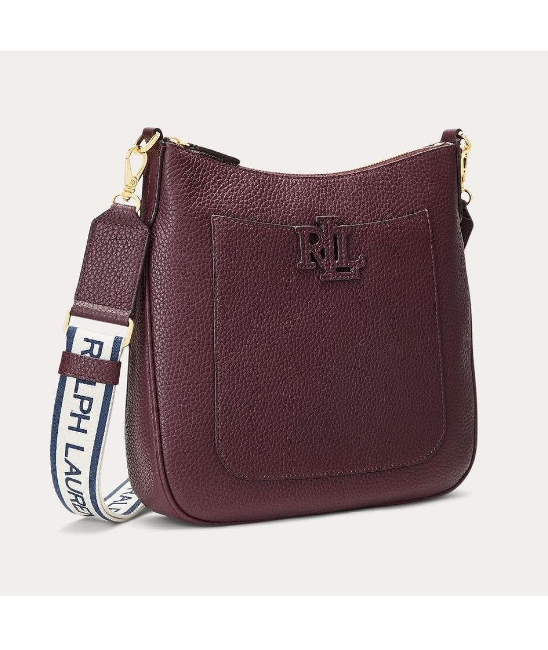 RALPH LAUREN Бордовая кожаная сумка через плечо, фото 4
