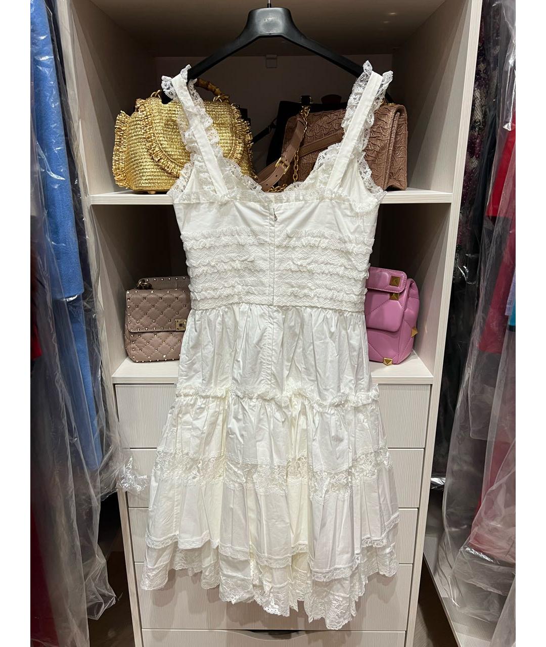 DOLCE&GABBANA Белое хлопко-эластановое повседневное платье, фото 4