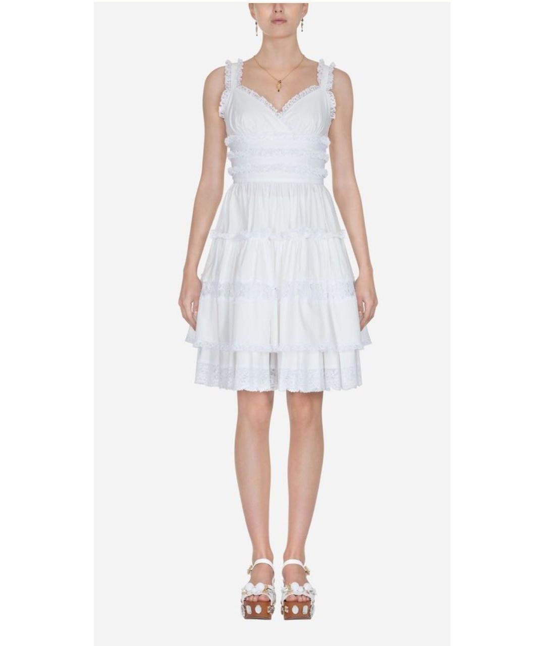DOLCE&GABBANA Белое хлопко-эластановое повседневное платье, фото 2