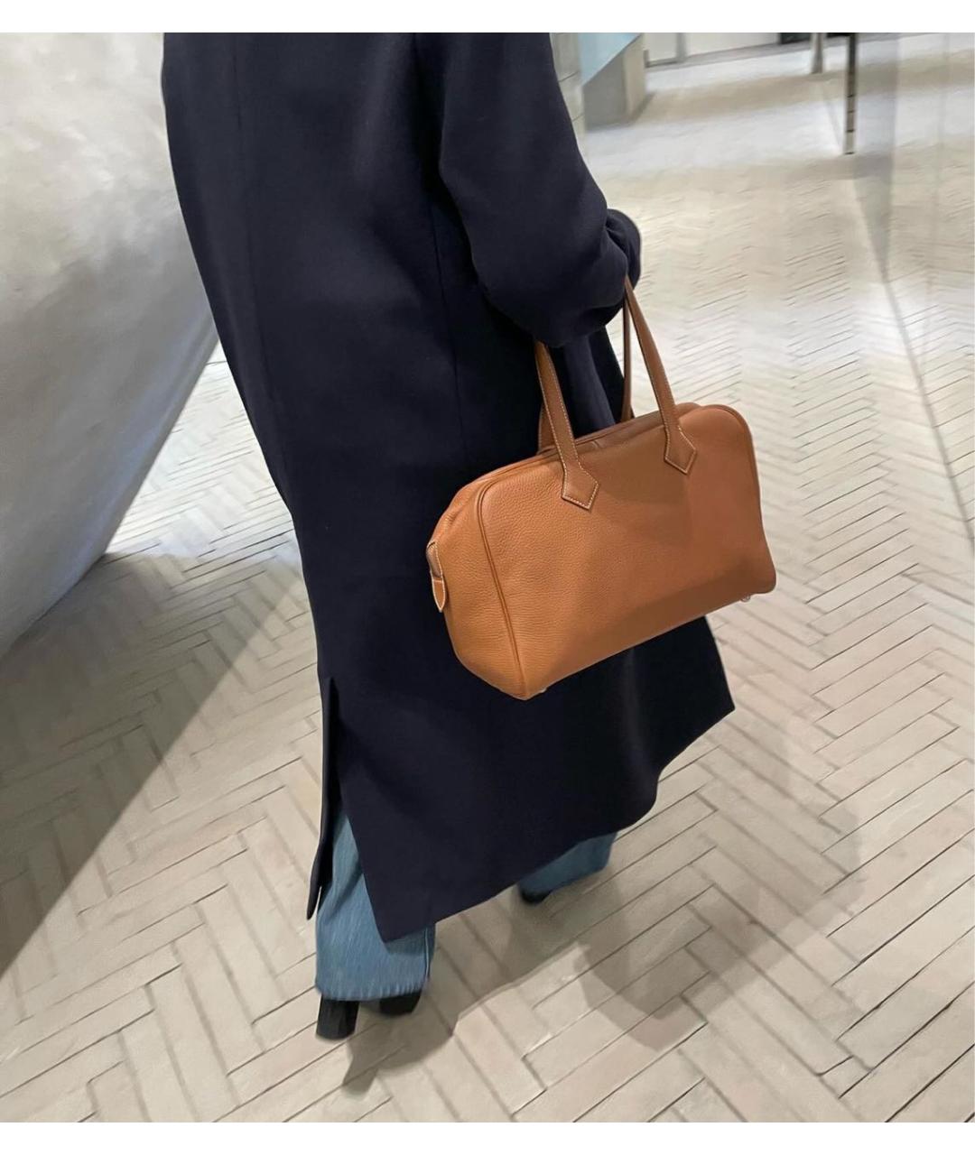 HERMES Коричневая кожаная сумка тоут, фото 8