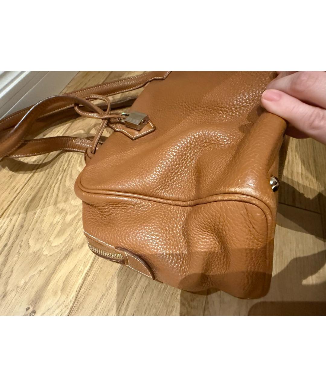 HERMES Коричневая кожаная сумка тоут, фото 4