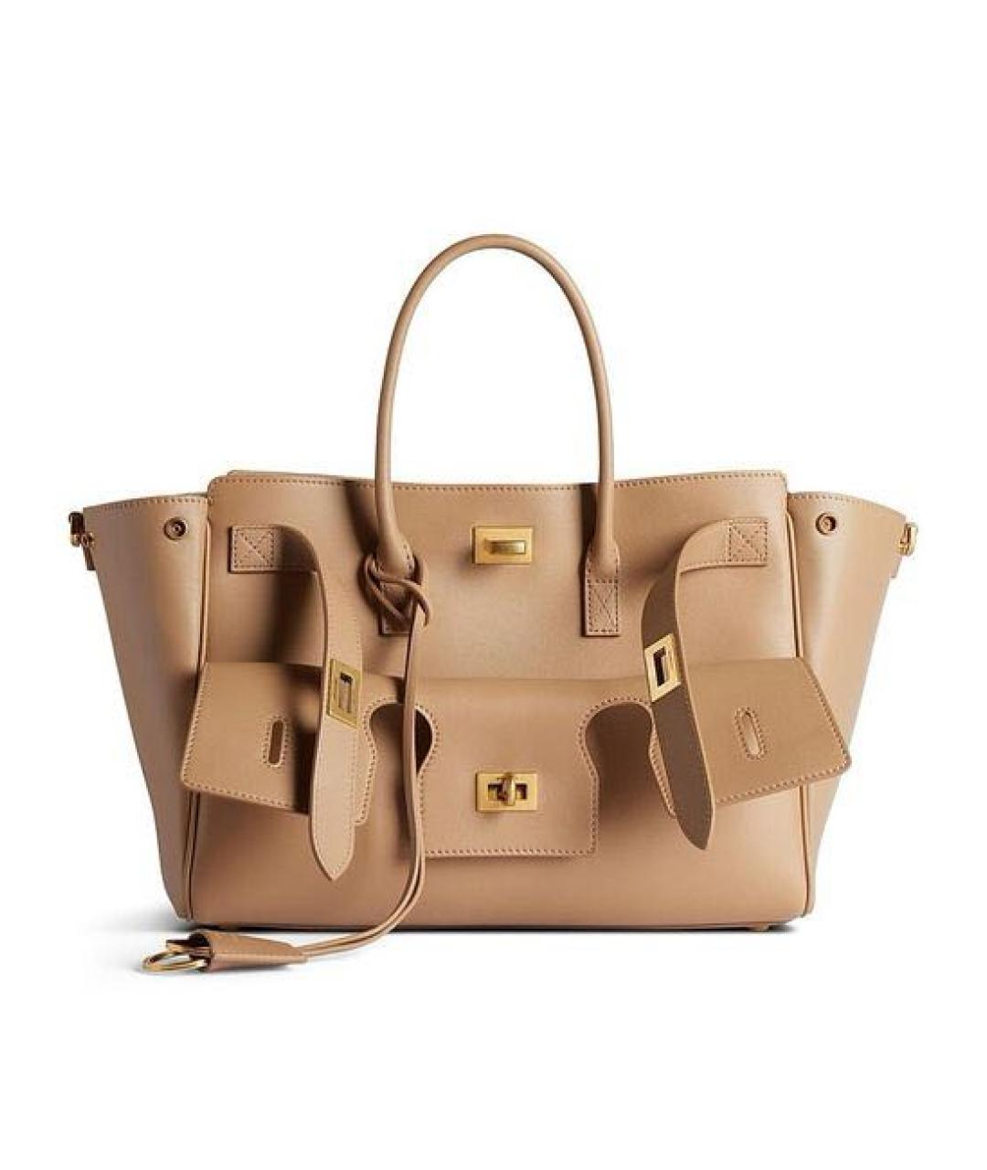 BALENCIAGA Бежевая кожаная сумка тоут, фото 1