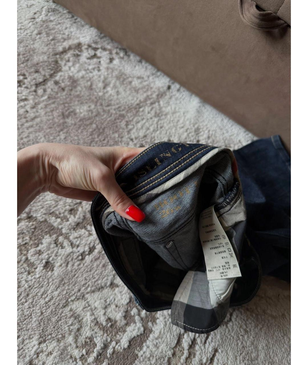 BURBERRY Темно-синие хлопко-эластановые джинсы клеш, фото 6