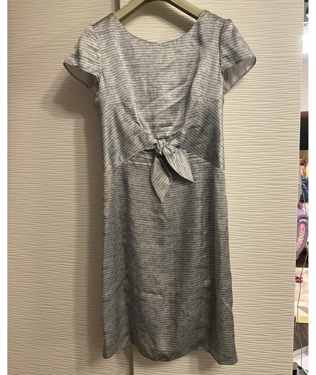 ARMANI COLLEZIONI Серое шелковое коктейльное платье, фото 5