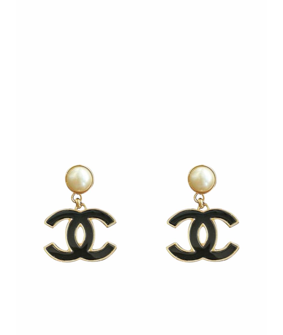 CHANEL Черные металлические серьги, фото 1