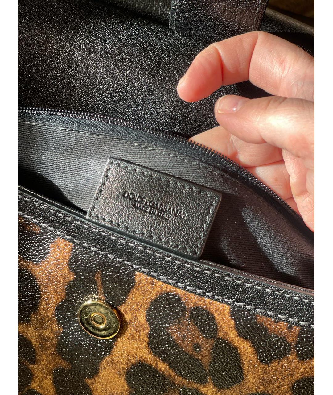 DOLCE&GABBANA Коричневая кожаная сумка с короткими ручками, фото 4