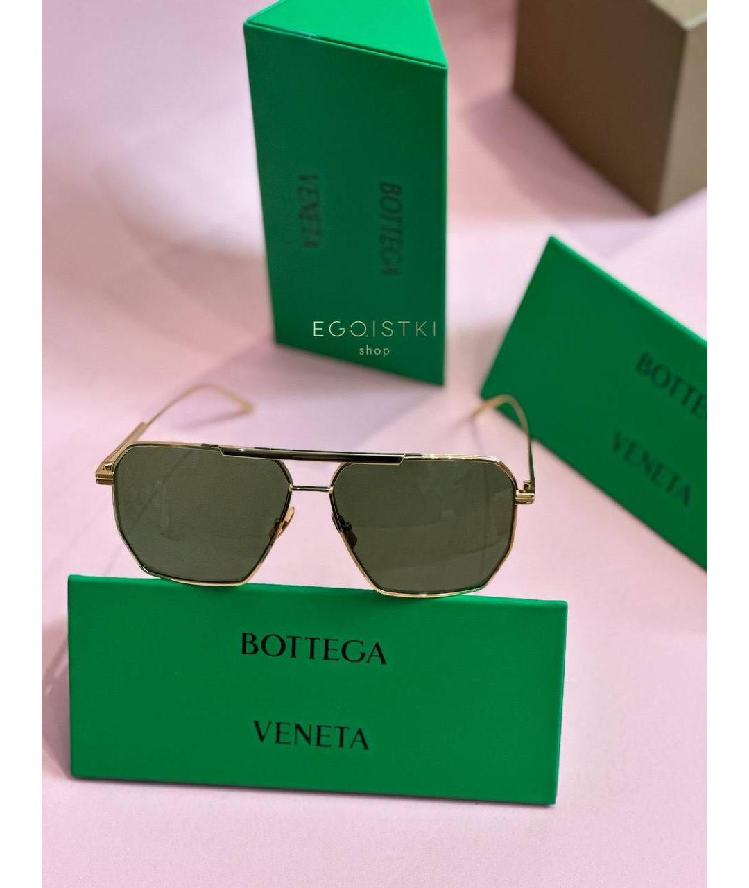 BOTTEGA VENETA Золотые пластиковые солнцезащитные очки, фото 2