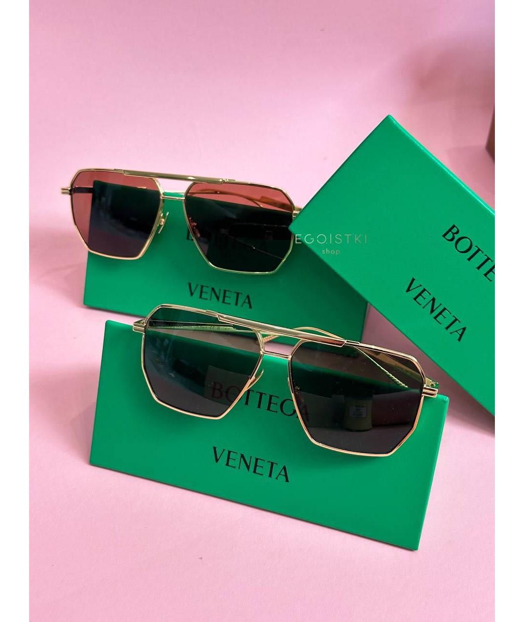 BOTTEGA VENETA Золотые пластиковые солнцезащитные очки, фото 3