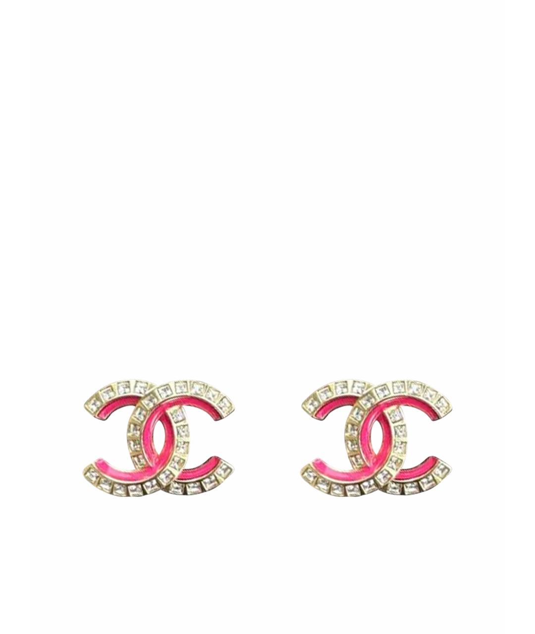 CHANEL Розовые металлические серьги, фото 1