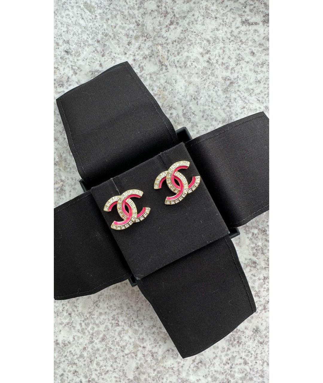 CHANEL Розовые металлические серьги, фото 2