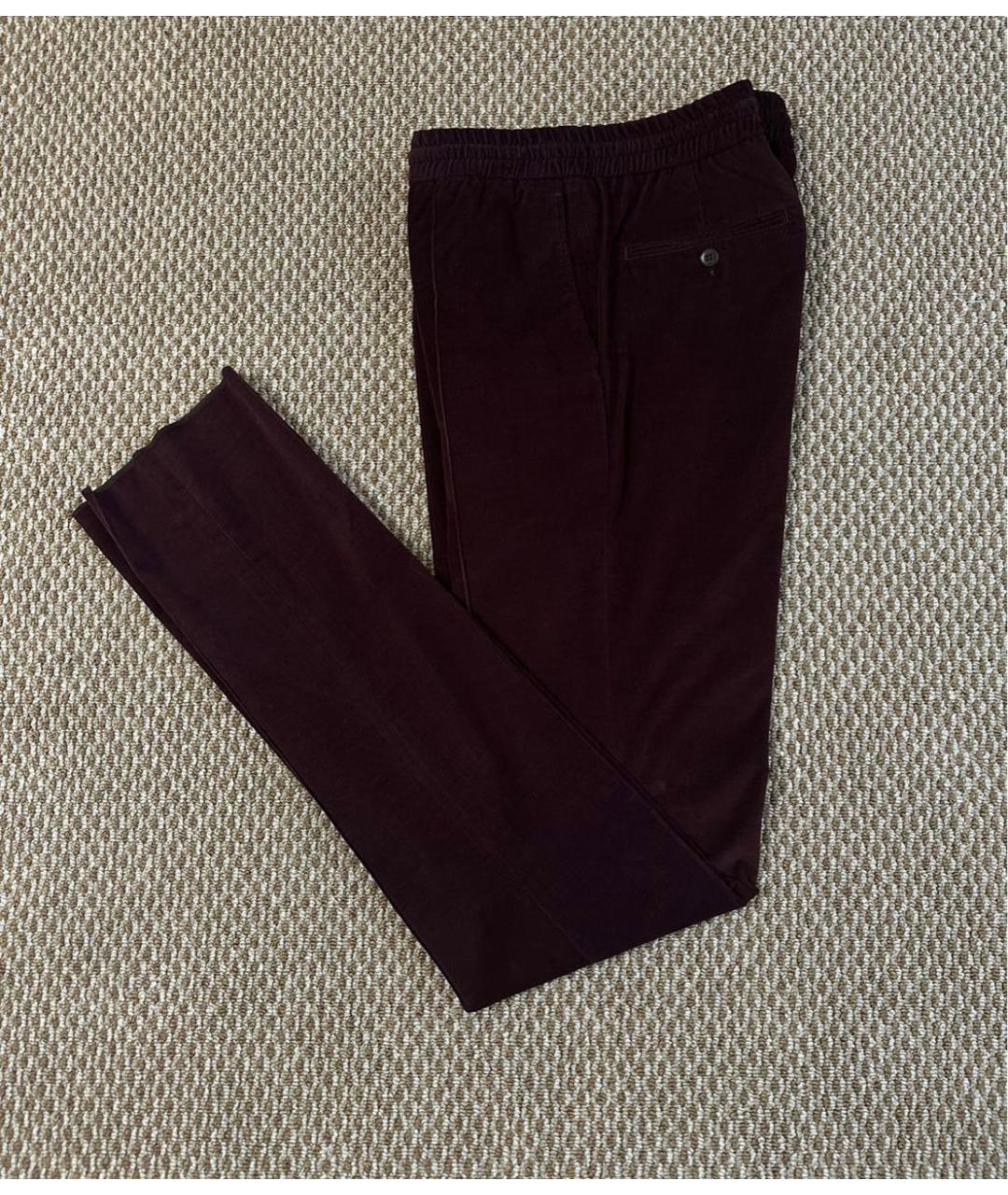 BRIONI Бордовые хлопко-эластановые повседневные брюки, фото 4