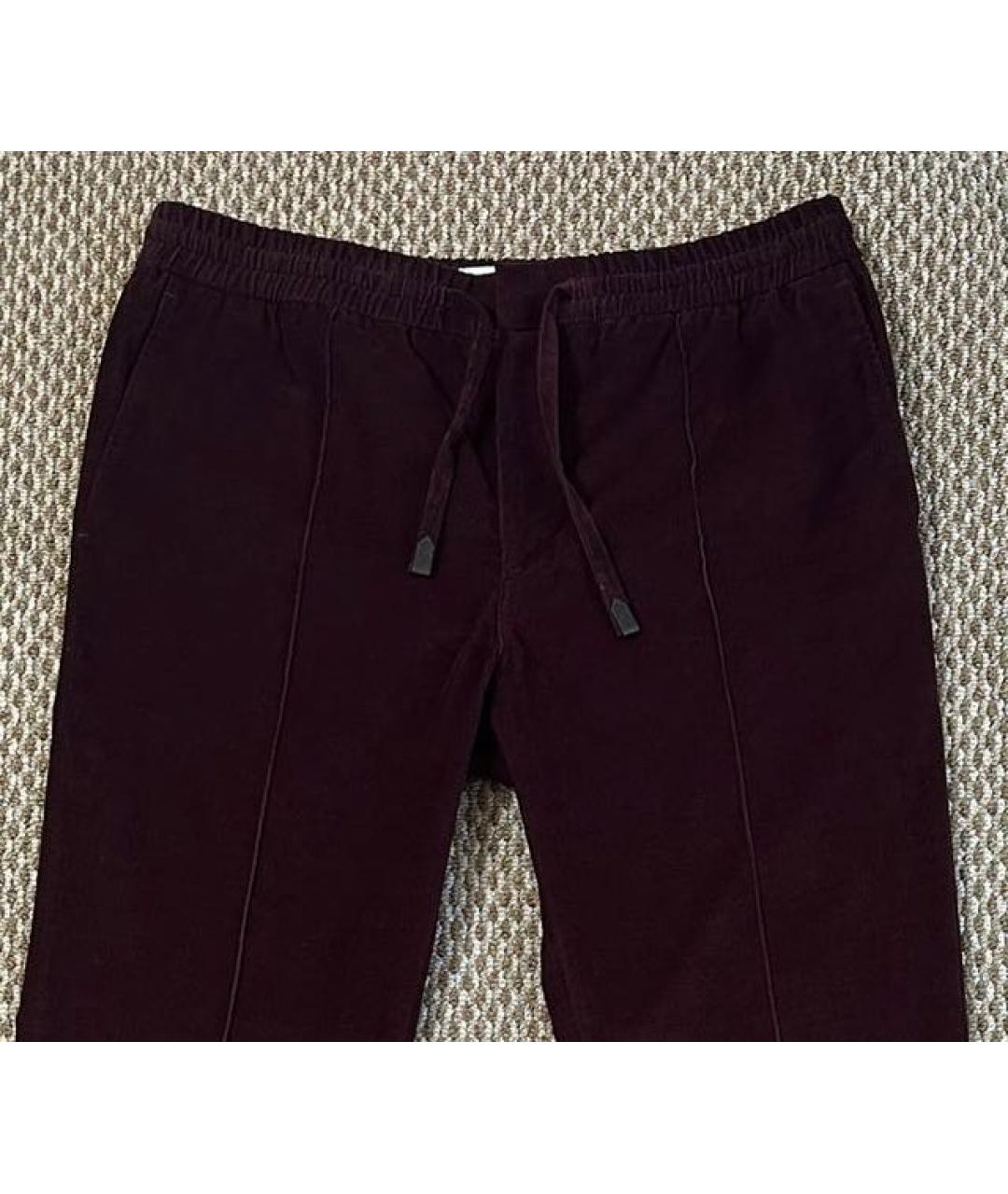 BRIONI Бордовые хлопко-эластановые повседневные брюки, фото 3