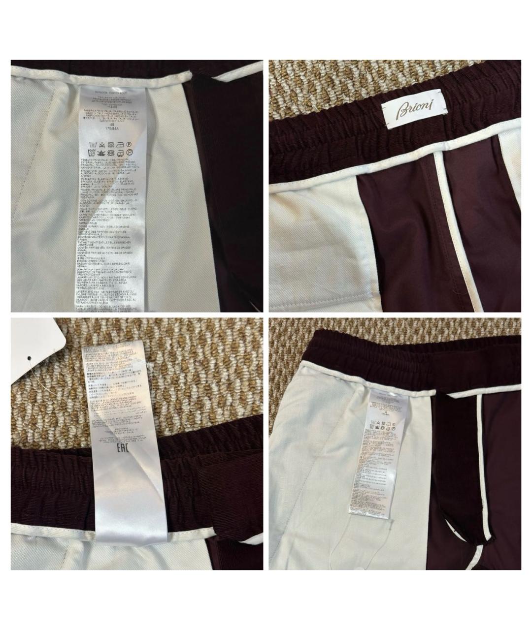 BRIONI Бордовые хлопко-эластановые повседневные брюки, фото 8