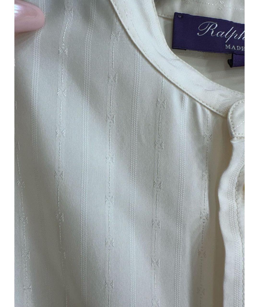 RALPH LAUREN PURPLE LABEL Белая шелковая блузы, фото 4