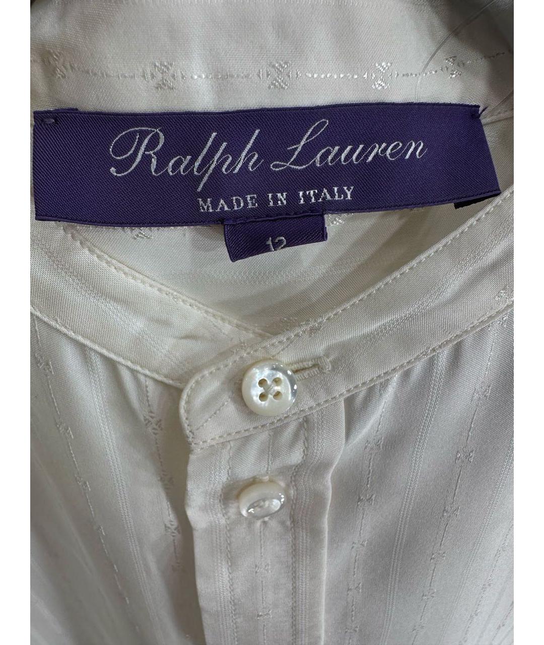 RALPH LAUREN PURPLE LABEL Белая шелковая блузы, фото 5